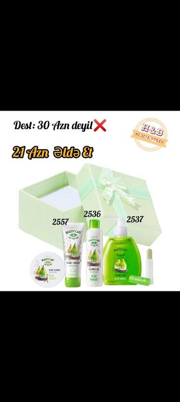 qadın üçün idman üslublu kupalniklər: 300 ml Maye Sabun 200 ml Duş Geli 100 ml Mus 75 ml Əl Kremi Dodaq