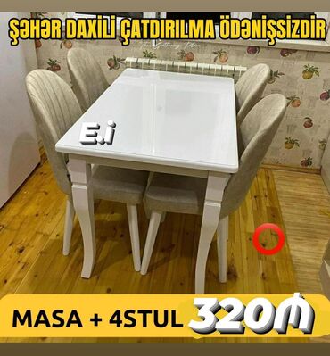 Masa və oturacaq dəstləri: Mətbəx üçün, Yeni, 4 stul