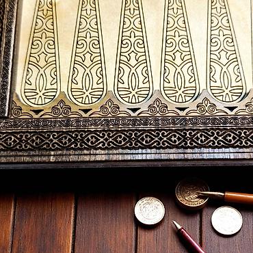Нарды: Нарды "TUMAR". Деревянные нарды ручной работы с восточным орнаментом — 6