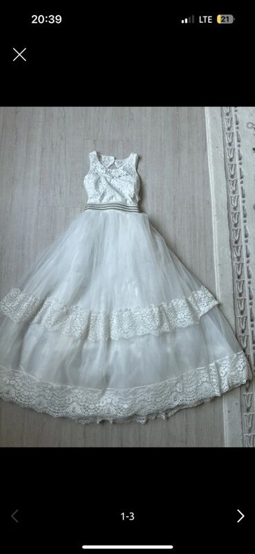 национальная платья для девочек: Детское платье, цвет - Белый, Новый