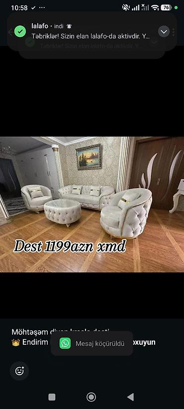 qubka: Möhtəşəm divan kreslo desti 👑 Endirim Məhdud sayda Rəng seçimi — 1