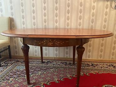 ustollar: Oval formal süfrə/otalı masa - Material: tam ağac (ağac teksturası — 1