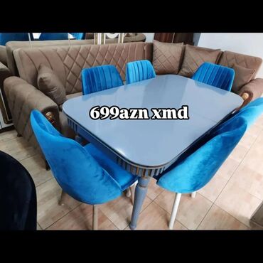 Masa və oturacaq dəstləri: Mətbəx üçün, Açılmayan, Dördbucaq masa, 6 stul