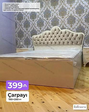 Ev və bağ: Çarpayı – 160×200 sm - Başlıq: yumşaq, tuftinqli, klassik dizayn - — 1