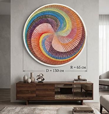 надувной шар: Настенное панно в технике string art (нитяная графика), круглое. - — 1