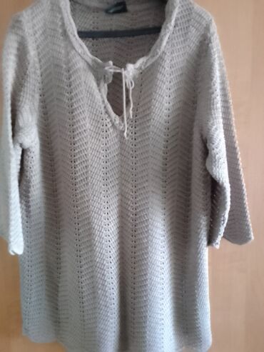 svečane bluze i tunike: 5XL (EU 50), Embroidery, Single-colored, color - Grey