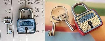 Ostali antikviteti: RAPID, katanac i ključ ili dva VINTAGE. 1. RAPID, katanac i dva ključa — 1