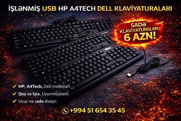 apple notebook qiymetleri: USB klaviaturalar – HP, A4Tech və Dell modelləri. - Sadə dizayn, qara — 1