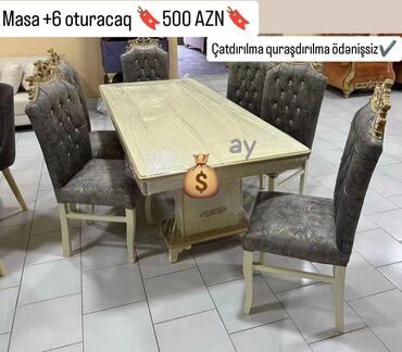 Masa və oturacaq dəstləri: Yeni, 6 stul