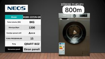 Paltaryuyan maşınlar: Paltaryuyan maşın 8 kq, Yeni, Kredit var, Pulsuz çatdırılma, Rayonlara çatdırılma -da lalafo.az — 5 Paltaryuyan maşınlar: Paltaryuyan maşın 8 kq, Yeni, Kredit var, Pulsuz çatdırılma, Rayonlara çatdırılma — 5