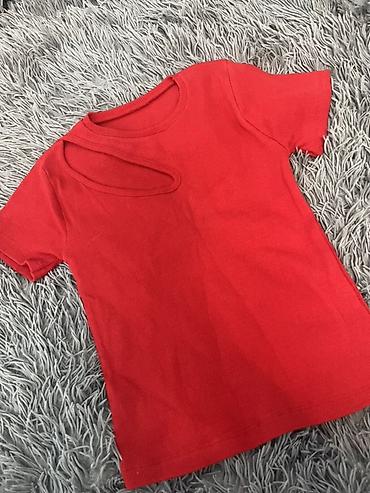 mayka türkçe: Qırmızı rəngli qısaqoll t‑şört - Stil: Ön hissədə dekorativ — 1