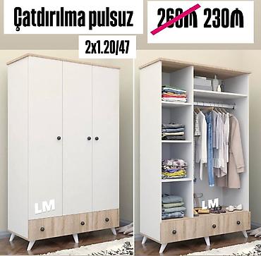 desmalar: Üç qapılı paltar dolabı - Ölçü: 2 x 1.20 x 47 (sm) - Rəng və — 1