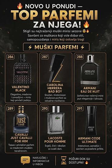 Parfemi: Parfemi – cjenovnik i odabrani mirisi Veličine i cijene: - 30 ml – — 19