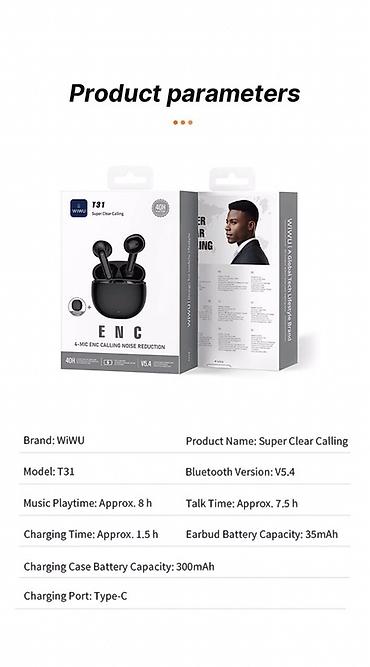 tg 113: Беспроводные наушники WiWU T31 Super Clear Calling - Технология ENC с — 3