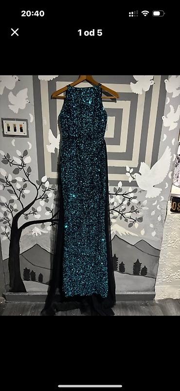 Haljine: Elegantna duga haljina sa šljokicama – kraljevsko plava - Model: uska — 6