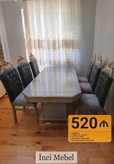 lalafo stul: Qonaq otağı üçün, Yeni, Açılmayan, Dördbucaq masa, 6 stul — 1