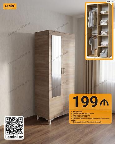Mebel: İki qapılı geyim dolabı - Model kodu: 1707 - Ölçülər: Dərinlik 47 sm — 1