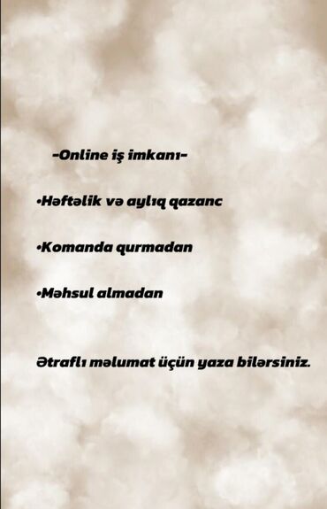 yaş heddi olmayan elanları: Marketoloq tələb olunur, İstənilən yaş