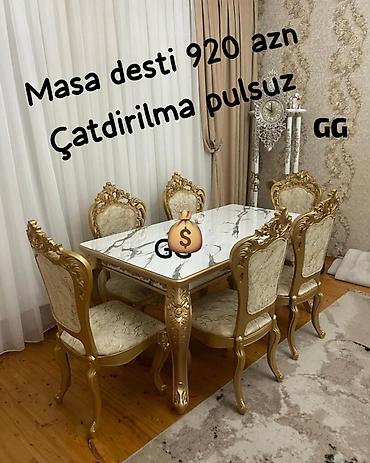 bağca stolu: Qonaq otağı üçün, Yeni, Açılmayan, Dördbucaq masa, 6 stul — 1