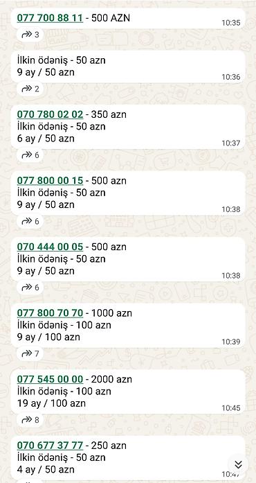 kreditle nomre satishi: Xüsusi və yadda qalan mobil nömrələr satılır. Seçimlər arasında — 3