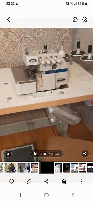 pvc utu: Sənaye dərzi tikiş maşınları. 1 ədəd overlok, 1 interlok, düz tikiş — 3