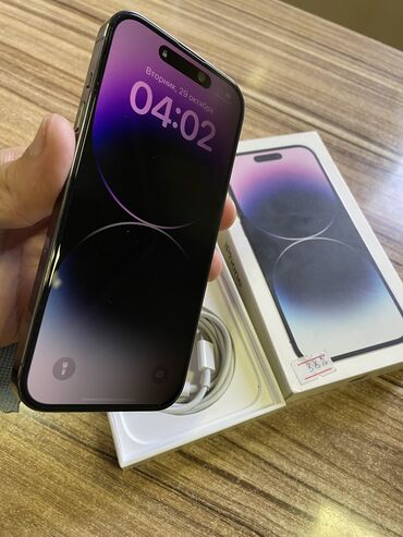 iphone телефон бу: IPhone 14 Pro, Б/у, 128 ГБ, Deep Purple, Защитное стекло, Чехол, Кабель, 88 %