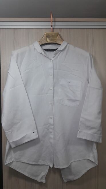 белая женская рубашка: Турецкая рубашка, рукава 3/4, сзади удлиненная, приятная ткань
