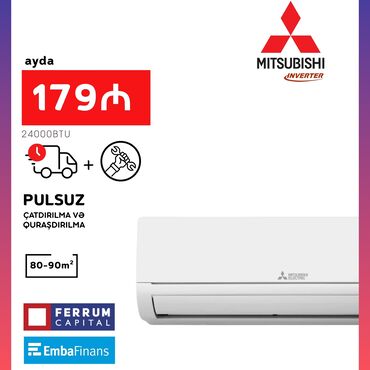 balaca kondisaner: Kondisioner Mitsubishi, Yeni, 85-90 kv. m, Split sistem, Kredit var, Pulsuz quraşdırılma