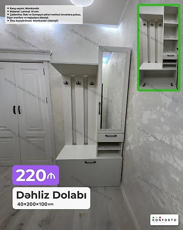 Mebel: Məhsul: Dəhliz dolabı Ölçü: 40 × 200 × 100 sm Təsvir: - Laminat 18 — 1