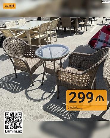 bağ stol stulları: Bağ mebeli dəsti – 1 şüşəüstlü dairəvi stol + 2 toxunma kreslo - — 1