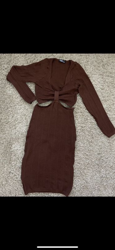 cacak haljine: XS (EU 34), color - Brown, Other style, Long sleeves