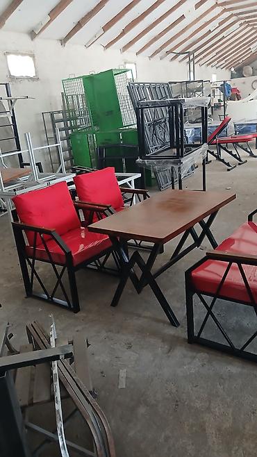 компьютерный и письменный стол: Metall karkaslı stol və kreslo dəsti - Tərkib: 1 ədəd düzbucaqlı — 1