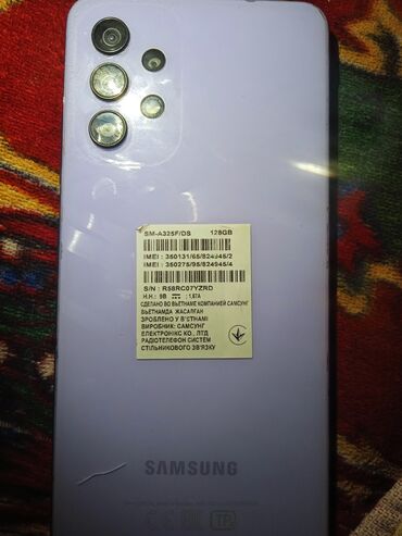 samsung s1: Samsung Galaxy A32, Б/у, 128 ГБ, цвет - Голубой, 1 SIM, 2 SIM