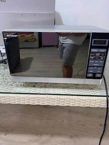 pelet sobası: Mikrodalğalı soba Sharp, Ayrıca dayanan, Mikrodalğalar ilə, rəng - Gümüşü, Yeni — 1
