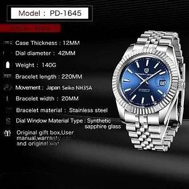 Ručni satovi: PAGANI DESIGN PD-1645 - 42mm -Plava-Rolex Datejust-Automatik Potpuno — 14