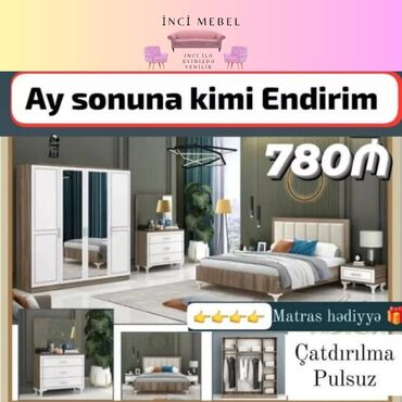 riad mebel: 2 təknəfərlik çarpayı, Dolab, Termo, 2 tumba, Azərbaycan, Yeni