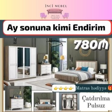 tek yatag: 2 təknəfərlik çarpayı, Tumba, Dolab, 2 tumba, Azərbaycan, Yeni