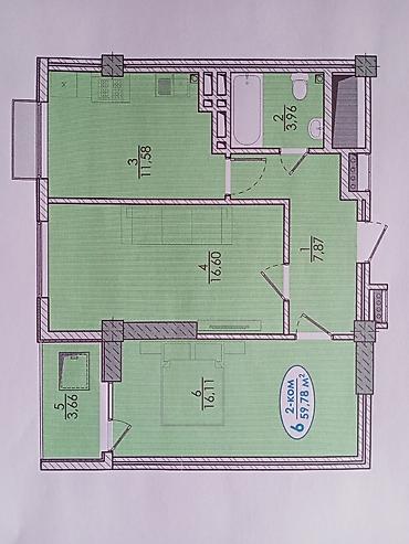 3 квартиры: 2 комнаты, 60 м², Кудайберген авторынок Элитка, 3 этаж, ПСО (под самоотделку) — 9
