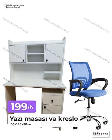 Yazı masası və kreslo dəsti - Ölçülər (masa): 50×140×90 sm - lalafo.az -da Yazı masası və kreslo dəsti - Ölçülər (masa): 50×140×90 sm -