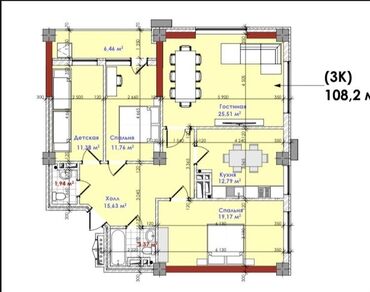 смарт групп: 3 бөлмө, 108 кв. м, Элитка, 3 кабат, ПСО (өзү оңдоп түзөтүп бүтүү үчүн)
