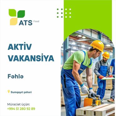 Ev personalı və təmizlik: Fəhlə axtarılır❗ Ünvan: Sumqayıt şəhəri Təminat:Servis🚐 və Nahar🥣