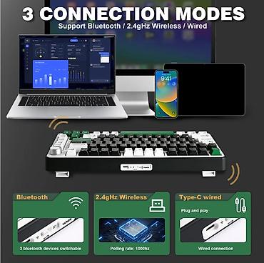 logitech superlight: Клавиатура, Yunzii, Механическая, Bluetooth, Проводное подключение, Размер: 75% — 7