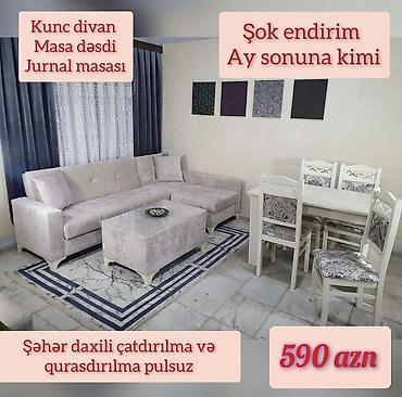 Mebel dəsti – Künc divan, masa dəsti və jurnal masası - Komplekt lalafo.az -da Mebel dəsti – Künc divan, masa dəsti və jurnal masası - Komplekt