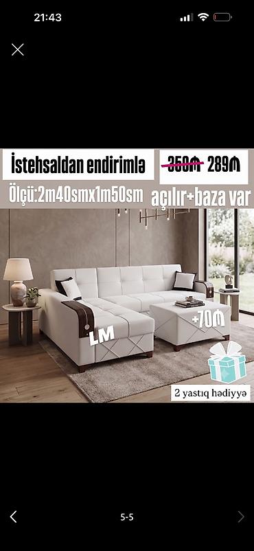 Künc divan dəsti – açılır və bazalı model Ölçü: 2 m 40 sm x 1 m 50 sm lalafo.az -da Künc divan dəsti – açılır və bazalı model Ölçü: 2 m 40 sm x 1 m 50 sm