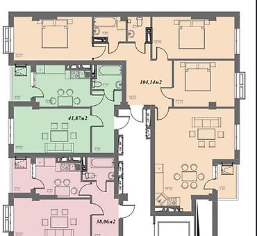 балыкчы квартира продажа: 3 комнаты, 104 м², Элитка, 4 этаж, ПСО (под самоотделку) — 1