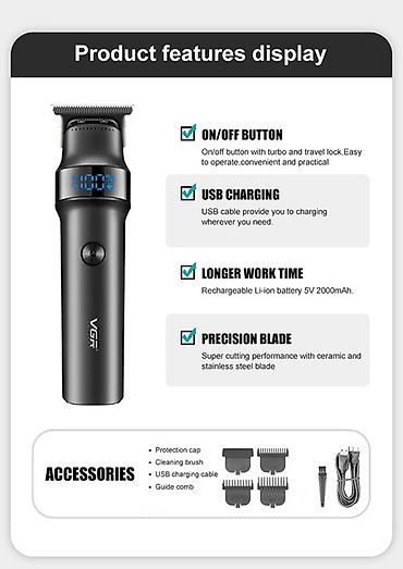 sac ucun moyka: Profissional Trimmer VGR 987 - Keramik Bıçaqlı / 2000mAh / 400 Dəqiqə — 5