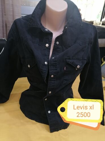 duge košulja haljine: LeviS, M (EU 38), L (EU 40), Cotton, color - Black