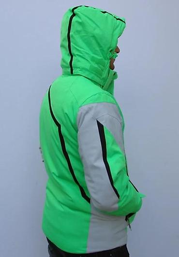 elastin poliamid: Muška zimska/ski jakna u neon zelenoj boji sa sivim i crnim detaljima — 4