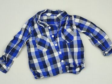 bluzki chłopięce z długim rękawem 134: Koszula 1.5-2 lat, stan - Dobry, wzór - Kratka, kolor - Niebieski