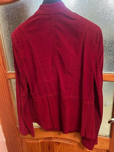 mexmer parca: Qırmızı məxməri (corduroy) qadın jaketi - Rəng: dərin qırmızı/bordo - — 1